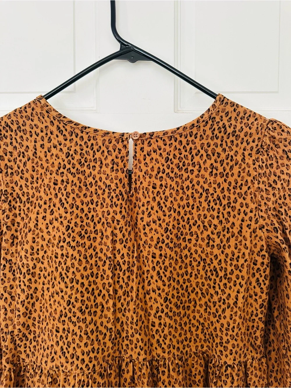 GAP Kids Leopard Print Corduroy Long Sleeve Babydoll Dress Back To School NWT